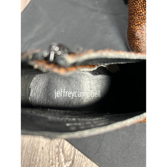 Jeffery Campbell Bootie Kamet Women's Real  Fur from Cow Brown Block Heel - Picture 5 of 7